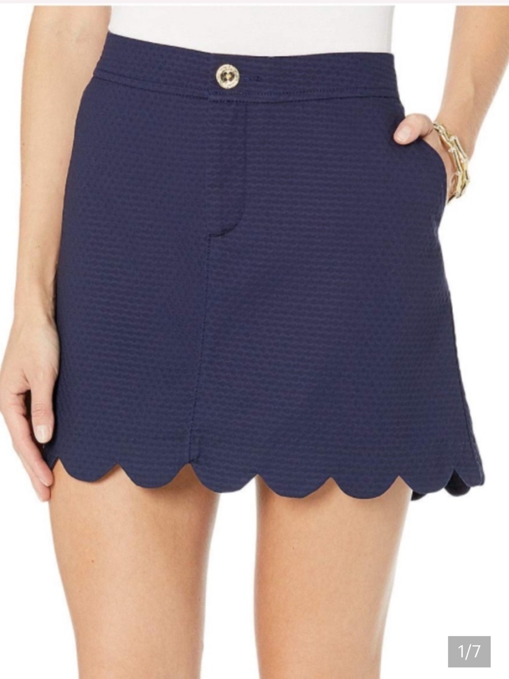 Lilly Pulitzer Colette Scalloped Skort Skirt w/ Shorts Size 6 Navy